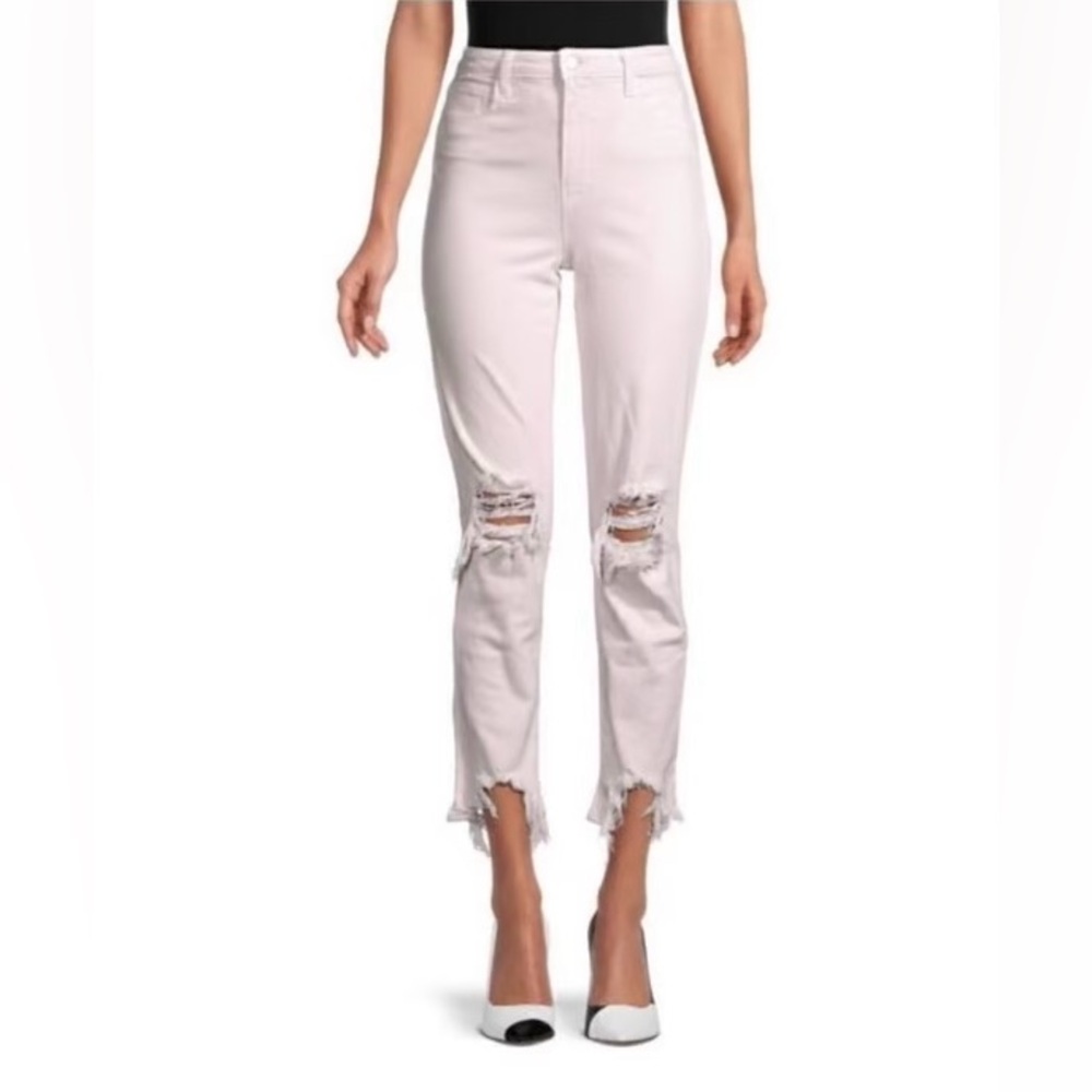 L'AGENCE Light Pale Pink Distressed Ankle Jeans